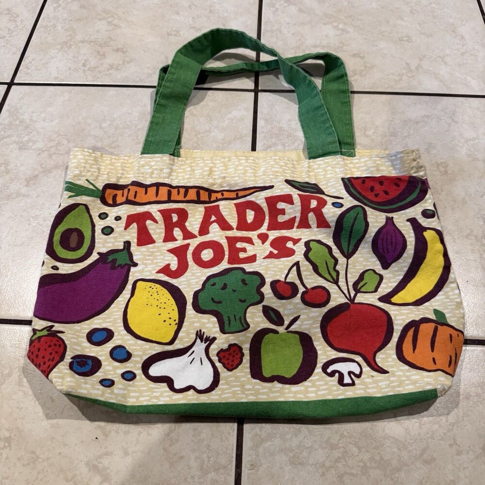 Trader Joe's Shopping Bag Fruit & Vegetable (100% cotton) Made In AOP/USA